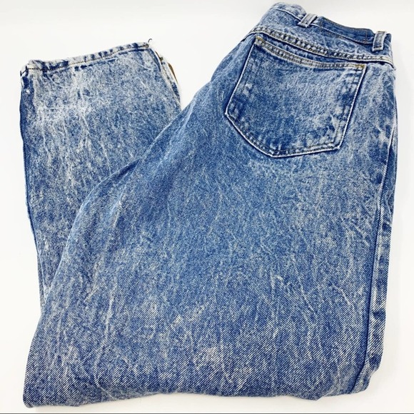 VTG Palmetto's Blue Acid Wash Ultra High-Rise Ankle Zip Mom Denim Jeans Size 32 - Picture 1 of 5
